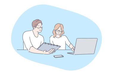 Takım çalışması, analiz, ortaklık, tartışma, toplantı, iş konsepti