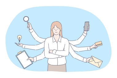 Multitasking, business efficiency, management concept