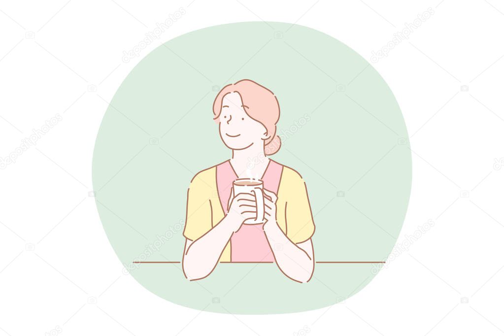Hot drink, tea, coffee, warming up with drink concept