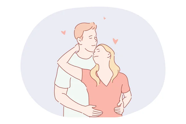 Amor, citas, romance, relación, unión, concepto de pareja — Archivo Imágenes Vectoriales