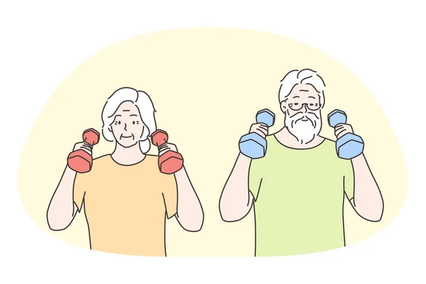 Senior äldre par lever lycklig aktiv livsstil koncept — Stock vektor