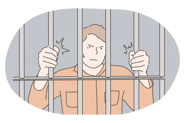 Jail, prison, cell, captivity, arrest, punishment, cage concept — Stock Vector