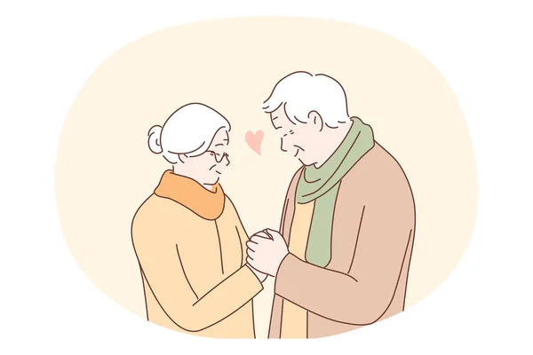 幸せなアクティブなライフスタイルのコンセプトを生きる高齢者のカップル — ストックベクタ