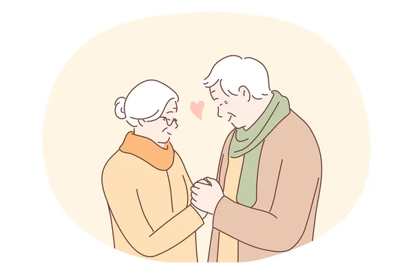 Pareja de ancianos mayores viviendo feliz concepto de estilo de vida activo — Archivo Imágenes Vectoriales