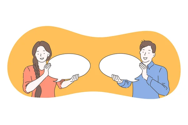 İletişim, bağlantı, sohbet kavramı — Stok Vektör