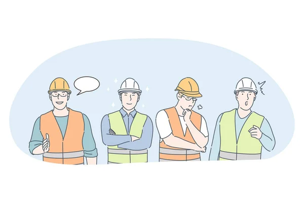 Concepto de trabajadores de ingeniería y construcción — Vector de stock