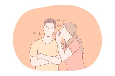 Sır, fısıltı, kulak konsepti hakkında bilgi yaymak.