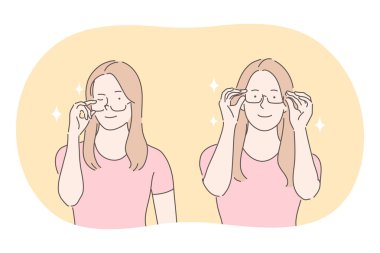 Gözlük ve gözlükler kadın konsepti için şık bir aksesuar.