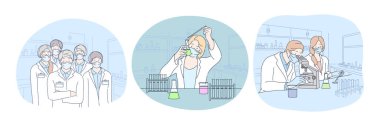 Laboratuvarda Coronavirus tıbbi araştırma ve virüs analizi