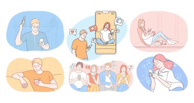 Çevrimiçi iletişim ve akıllı telefon kavramı üzerine sohbet