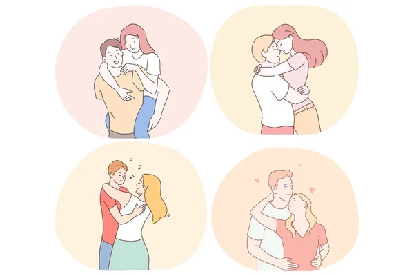 Romance, amor, citas, relación, concepto de unión — Vector de stock