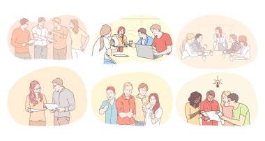 Takım çalışması, iletişim, ofis konseptinde beyin fırtınası.