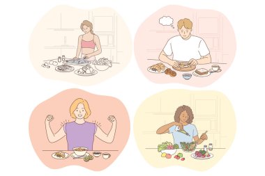 Healthy food, clean eating, diet, weight loss, nutrition, ingredients concept clipart