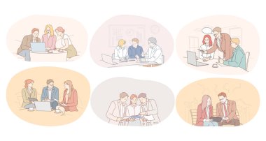 Takım çalışması, beyin fırtınası, tartışma, işbirliği, müzakere konsepti