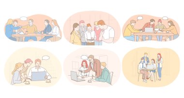 Takım çalışması, beyin fırtınası, ofis, müzakere, çalışma, işbirliği, işbirliği konsepti