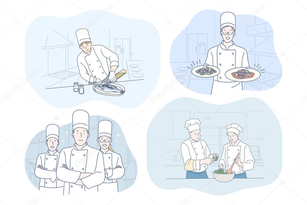 Cooking, chef, restaurant, recipe, food concept.