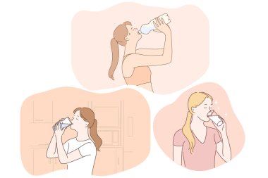 Saf su içmek, sıvı, sağlık konsepti