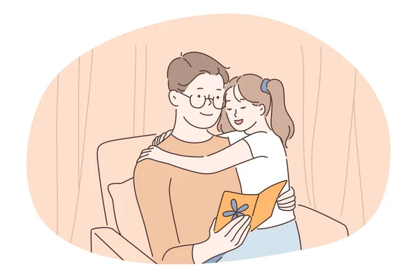 Soins familiaux, paternité, concept de jour des pères — Image vectorielle