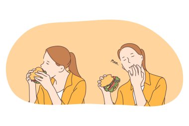 Sağlıksız yemek, fast-and abur cubur, kalori konsepti