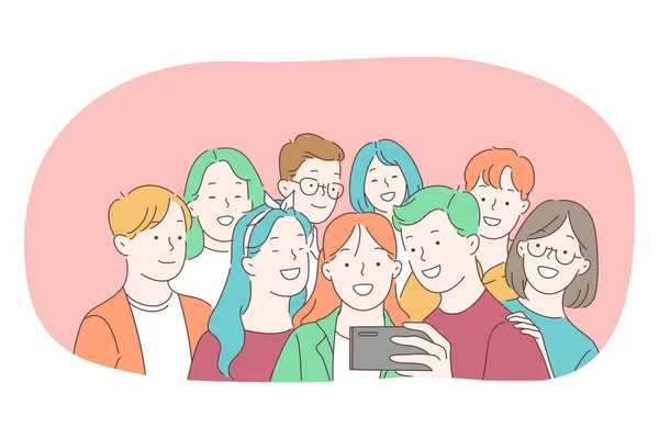 Selfie, Smartphone, Fotografie, Kamera-Vektor-Illustration — Stockvektor