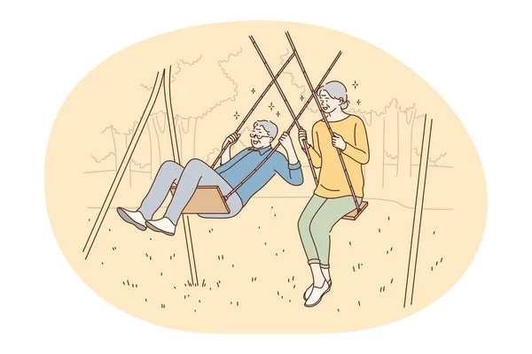 Pareja de ancianos mayores viviendo feliz concepto de estilo de vida activo — Archivo Imágenes Vectoriales