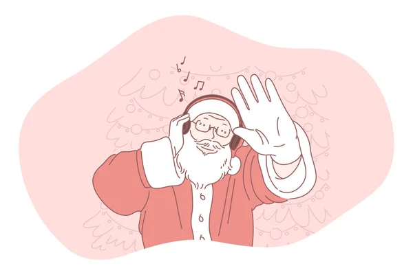 Regalo de Navidad, Santa Claus, celebración de Año Nuevo y concepto de vacaciones de invierno — Vector de stock
