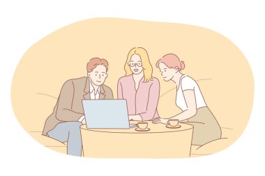 Takım çalışması, beyin fırtınası, başlangıç konseptiyle ilgili iş iletişimi