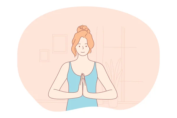 Yoga, meditación, deporte activo saludable concepto de estilo de vida — Vector de stock