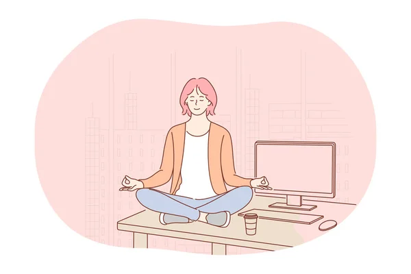 Yoga, méditation, mode de vie sain et actif — Image vectorielle