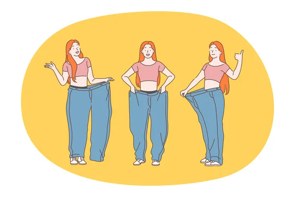 Втрата ваги, тонкий, концепція дієти — стоковий вектор