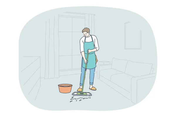 Hushållsarbete, hembiträde, yrke — Stock vektor