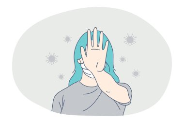 Tehlike ya da koronavirüs enfeksiyonu salgını, koruyucu yüz maskesi, pandemik konsept