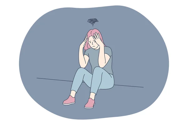 Tristeza, depresión mental, concepto de malas noticias — Archivo Imágenes Vectoriales