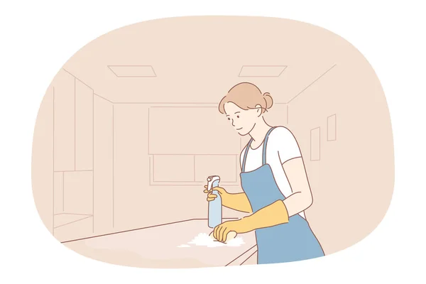 Housewife, cleaning, job career concept — Stok Vektör