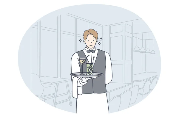 Excellent service, waiter profession, occupation concept — ストックベクタ