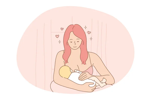 Μητρότητα, αγάπη για τη μητέρα, μητρότητα και την παιδική ηλικία έννοια — Διανυσματικό Αρχείο