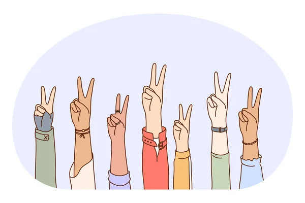 Bahasa gestur, perdamaian ok konsep isyarat tangan - Stok Vektor