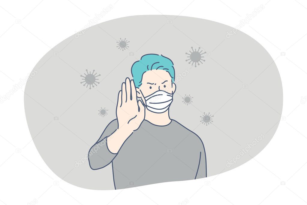 Danger or coronavirus infection epidemic, protective facial mask, pandemic concept