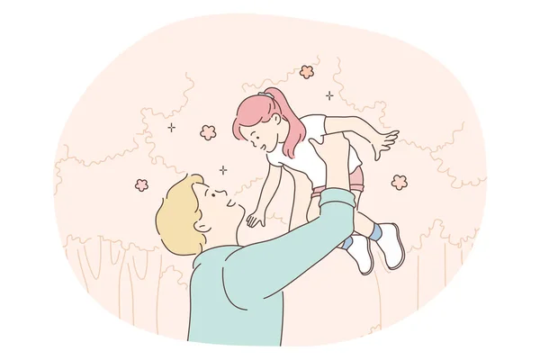 Día de los padres, padre e hija, concepto de infancia feliz — Archivo Imágenes Vectoriales