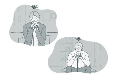 Üzüntü, zihinsel depresyon, yalnızlık konsepti