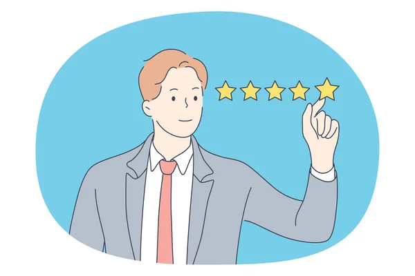Uitstekende beoordeling, perfecte service en feedback van klanten — Stockvector