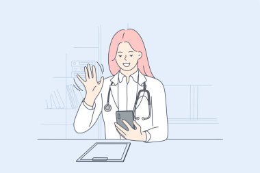 Teletıp, online doktor, tele sağlık konsepti