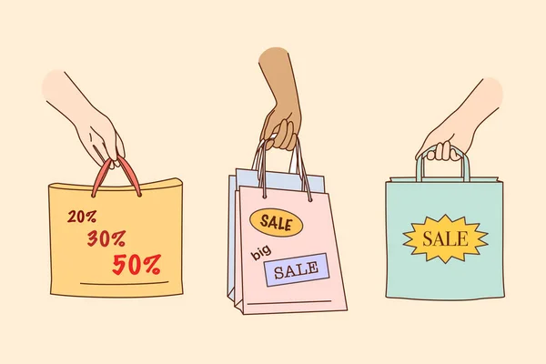 大きな販売、ショッピング、お店のコンセプトの割引 — ストックベクタ