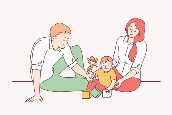 Happy family with child, parenthood, childhood concept