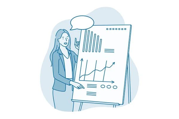 Marketing adatok, prezentáció, ötletelés az irodai koncepcióban. — Stock Vector