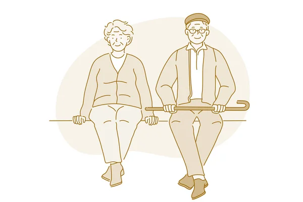 Senior äldre par lever lycklig aktiv livsstil koncept — Stock vektor
