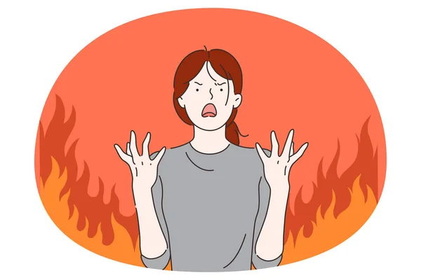 愤怒、邪恶、愤怒的女性观念 — 图库矢量图片