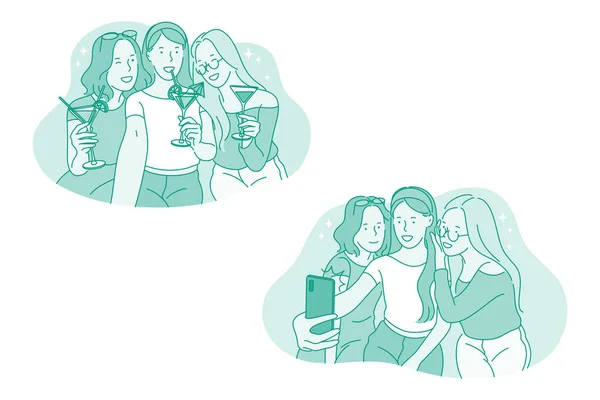 Selfie, smartphone, illustration vectorielle de fête — Image vectorielle