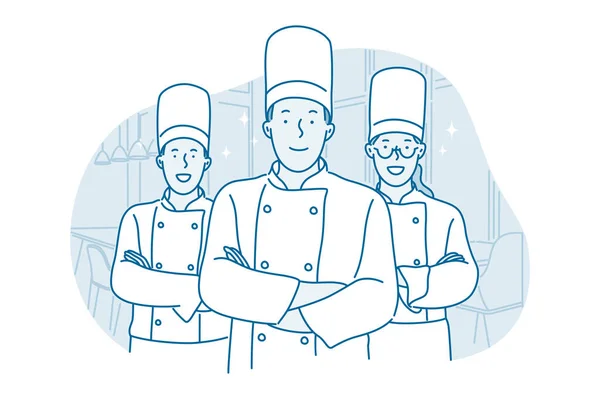 Chef profesional, Cocina, concepto de restaurante — Vector de stock