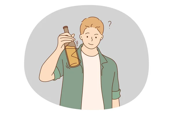Alcohol verslaafd, gedistilleerde dranken, eenling drinken — Stockvector